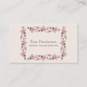 Romantische  Feminine Roze Floral Visitekaartje