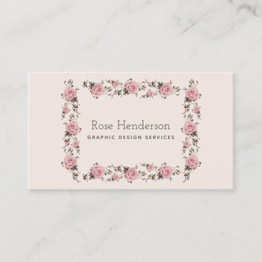 Romantische  Feminine Roze Floral Visitekaartje (Voorkant)