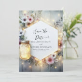 Romantische Field Mason Jar bruiloft Save The Date (Staand voorkant)