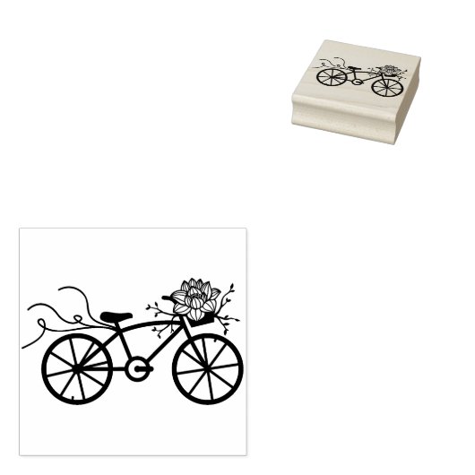 Romantische Fiets Bloem Scrapbooking Rubberstempel (Gestempeld)