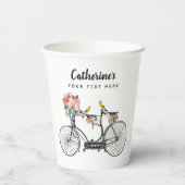 Romantische  fiets bloemen papieren bekers (Achterkant)