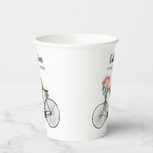 Romantische  fiets bloemen papieren bekers (Links)