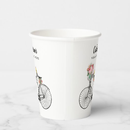 Romantische fiets bloemen papieren bekers (Rechts)
