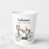 Romantische  fiets bloemen papieren bekers (Voorkant)
