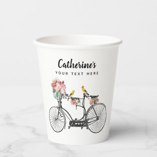 Romantische  fiets bloemen papieren bekers (Voorkant)