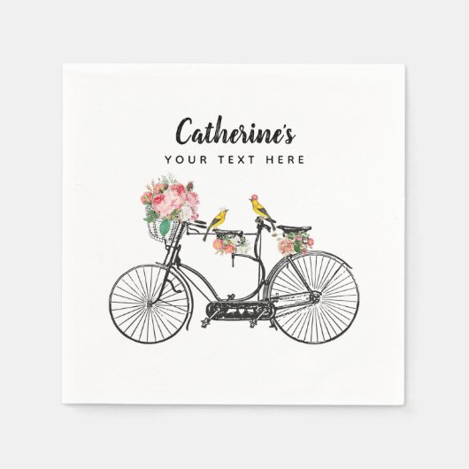 Romantische  fiets bloemen servet (Voorkant)