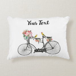 Romantische  fietsbloemen en -vogels accent kussen