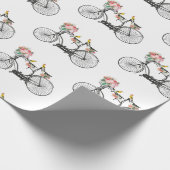 Romantische  fietsbloemen en -vogels cadeaupapier (Hoek)