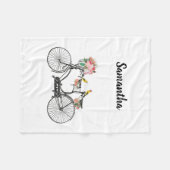 Romantische  fietsbloemen en -vogels fleece deken (Voorkant (Horizontaal))