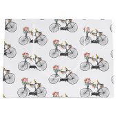 Romantische  fietsbloemen en -vogels groot cadeauzakje (Voorkant)