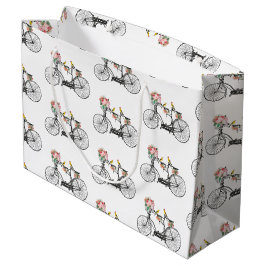 Romantische  fietsbloemen en -vogels groot cadeauzakje