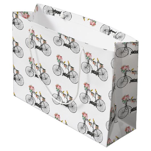 Romantische  fietsbloemen en -vogels groot cadeauzakje (Achterkant Gekanteld)