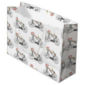 Romantische  fietsbloemen en -vogels groot cadeauzakje (Voorkant Gekanteld)