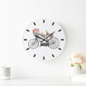 Romantische fietsbloemen en -vogels grote klok (Huis)