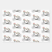 Romantische  fietsbloemen en -vogels inpakpapier vel (Voorkant 3)
