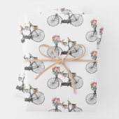 Romantische  fietsbloemen en -vogels inpakpapier vel (In situ)