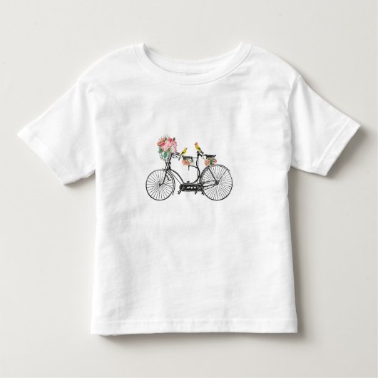 Romantische  fietsbloemen en -vogels kinder shirts (Voorkant)