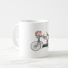 Romantische  fietsbloemen en -vogels koffiemok