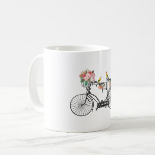 Romantische  fietsbloemen en -vogels koffiemok