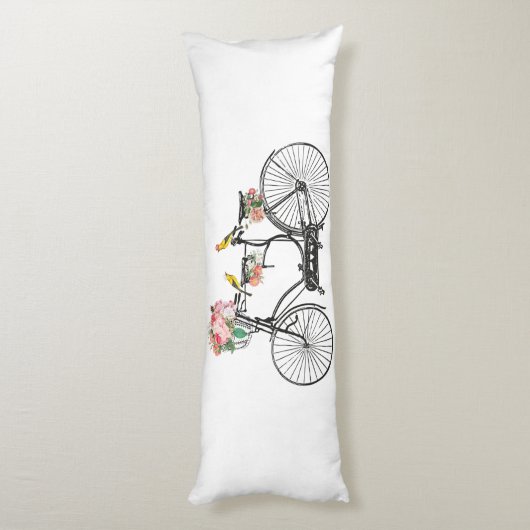 Romantische  fietsbloemen en -vogels lichaamskussen (Achterkant (Verticaal))