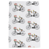 Romantische fietsbloemen en -vogels medium cadeauzakje (Achterkant)