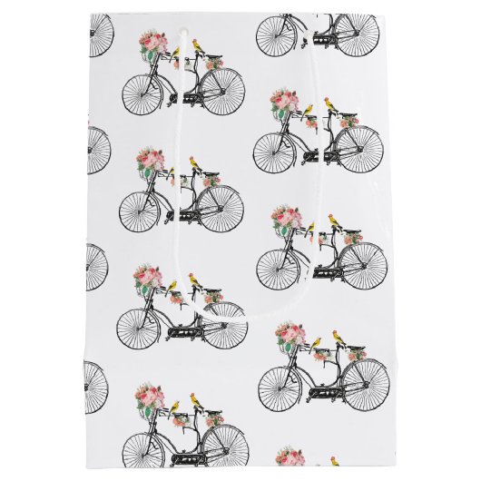 Romantische  fietsbloemen en -vogels medium cadeauzakje (Achterkant)