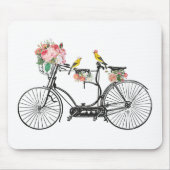 Romantische fietsbloemen en -vogels muismat (Voorkant)