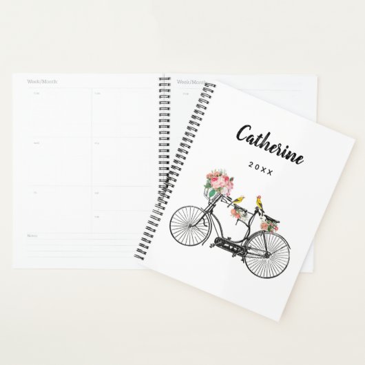 Romantische  fietsbloemen en -vogels planner (Display)