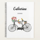 Romantische  fietsbloemen en -vogels planner (Voorkant)