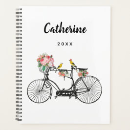 Romantische  fietsbloemen en -vogels planner