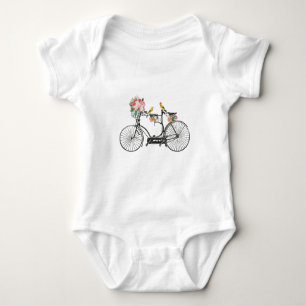 Romantische fietsbloemen en -vogels romper