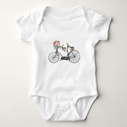 Romantische fietsbloemen en -vogels romper (Voorkant)