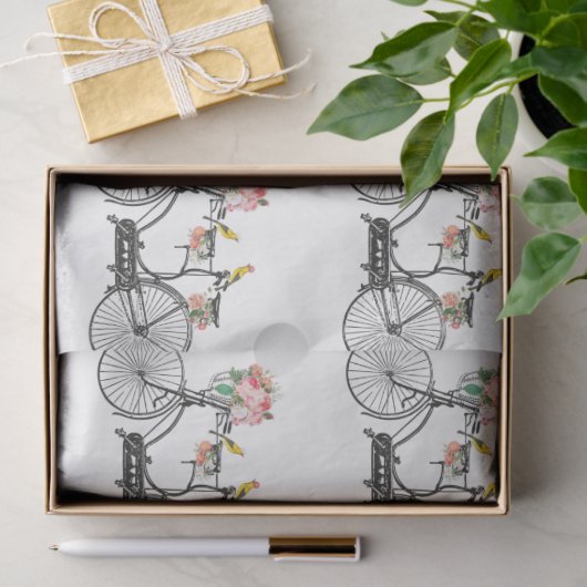 Romantische  fietsbloemen en -vogels tissuepapier (Geschenk)