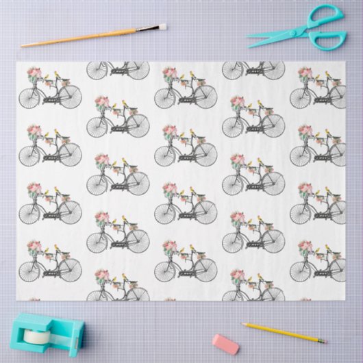 Romantische  fietsbloemen en -vogels tissuepapier (Craft)