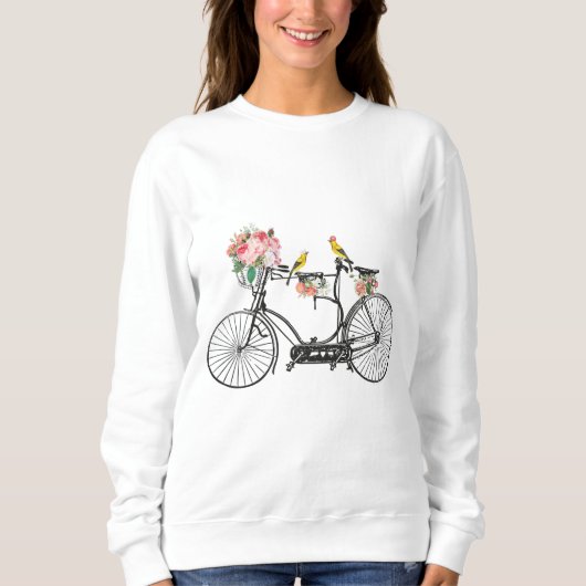 Romantische  fietsbloemen en -vogels trui (Voorkant)
