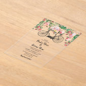 Romantische  fietsenbloemen en vogelweddenschappen acryl uitnodigingen (Laagn)