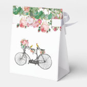 Romantische  fietsenbloemen en vogelweddenschappen bedankdoosjes (Achterkant)