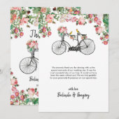 Romantische  fietsenbloemen en vogelweddenschappen bedankkaart (Voorkant / Achterkant)