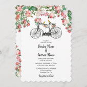 Romantische  fietsenbloemen en vogelweddenschappen kaart (Voorkant / Achterkant)