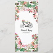 Romantische  fietsenbloemen en vogelweddenschappen menu (Achterkant)