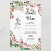 Romantische  fietsenbloemen en vogelweddenschappen menu (Voorkant / Achterkant)