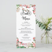 Romantische  fietsenbloemen en vogelweddenschappen menu (Staand voorkant)