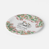 Romantische  fietsenbloemen en vogelweddenschappen papieren bordje (Gekanteld)