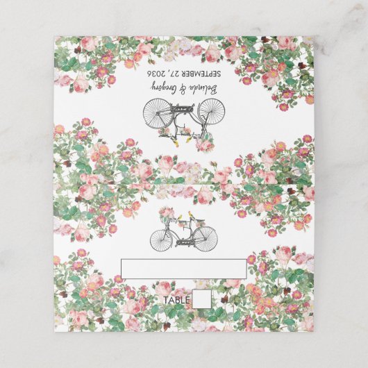 Romantische  fietsenbloemen en vogelweddenschappen plaatskaartje (Buitenkant ongevouwen)