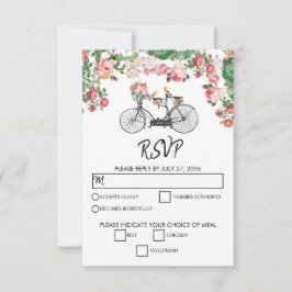 Romantische  fietsenbloemen en vogelweddenschappen RSVP kaartje