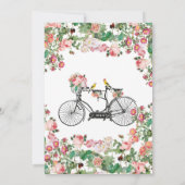 Romantische  fietsenbloemen en vogelweddenschappen save the date (Achterkant)