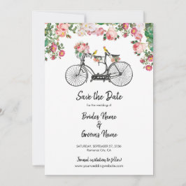 Romantische  fietsenbloemen en vogelweddenschappen save the date