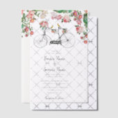 Romantische  fietsenbloemen en vogelweddenschappen vellum uitnodigingen (Offset (Uitnodiging))