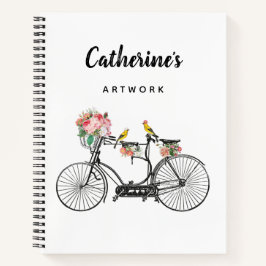 Romantische  fietsenbloemen notitieboek