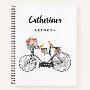 Romantische  fietsenbloemen notitieboek